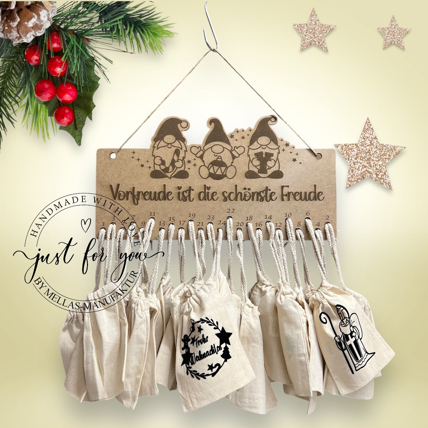 Adventskalender aus Holz zum selbst befüllen. - Mellas Webshop