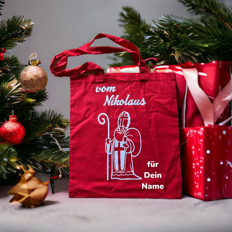 Baumwolltasche Nikolaus mit Namen - Mellas Webshop