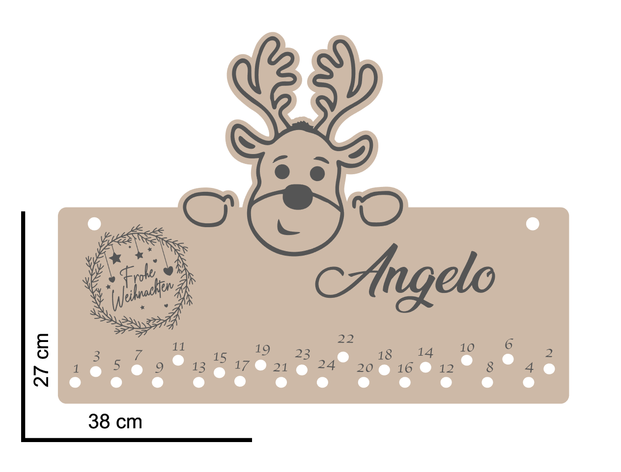 Adventskalender aus Holz zum selbst befüllen mit Wunschtext / Name - Mellas Webshop