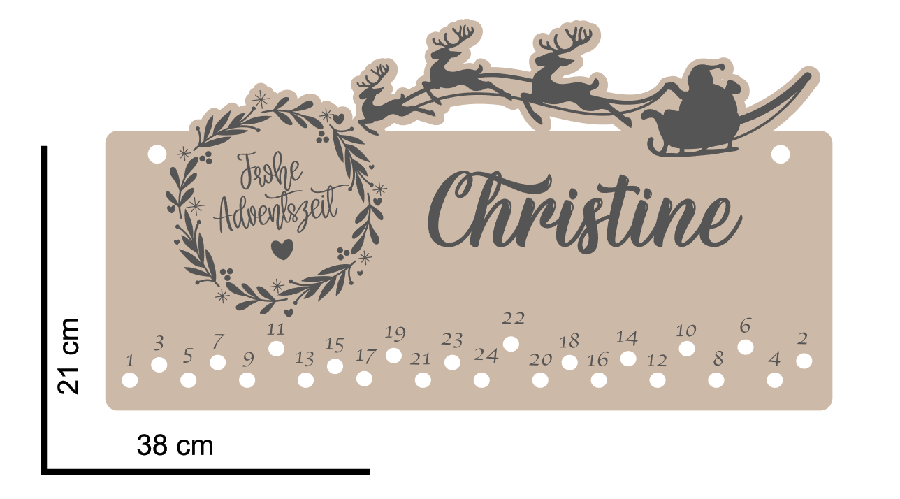Adventskalender aus Holz zum selbst befüllen mit Wunschtext / Name - Mellas Webshop