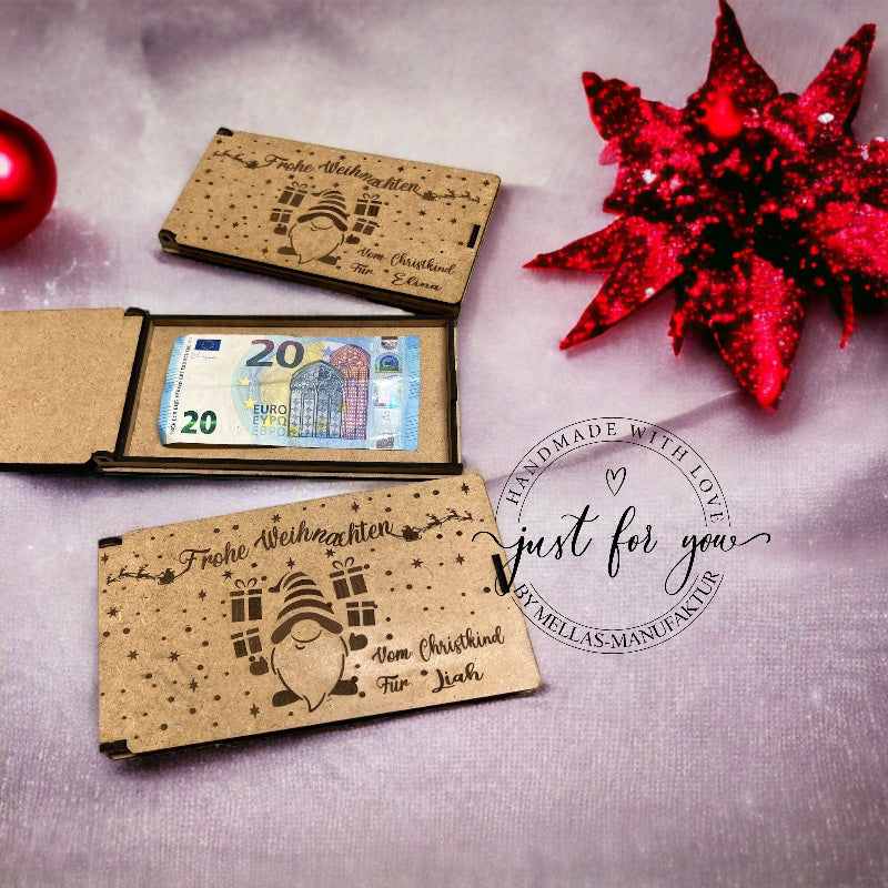 Holzbox Geldgeschenke Weihnachten mit Namen - Mellas Webshop