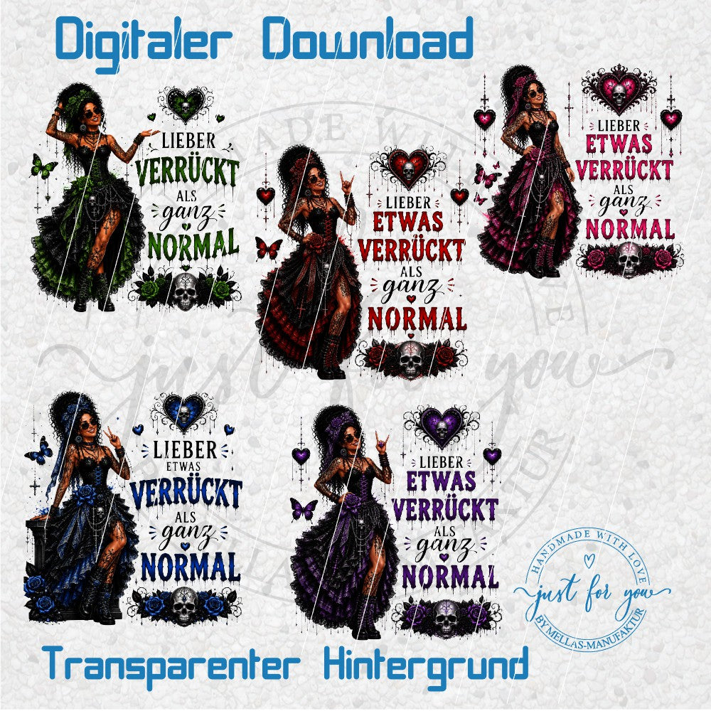Verrückt statt Normal PNG Bundle | Gothic Lady Edition