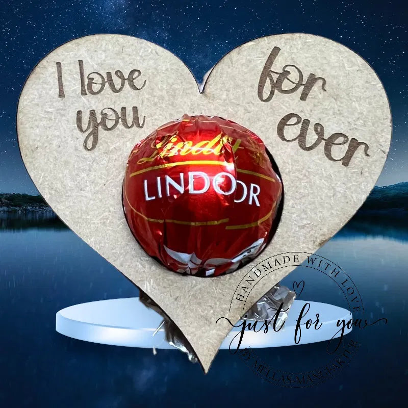 4 Stück Herz aus Holz mit Lindkugel * Ich liebe dich* - Mellas Webshop