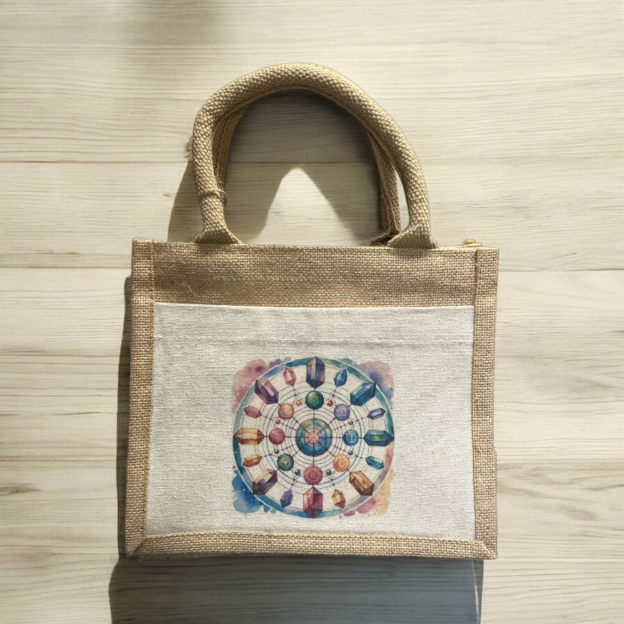 Jutetasche klein mit Baumwoll-Vordertasche - Mellas Webshop
