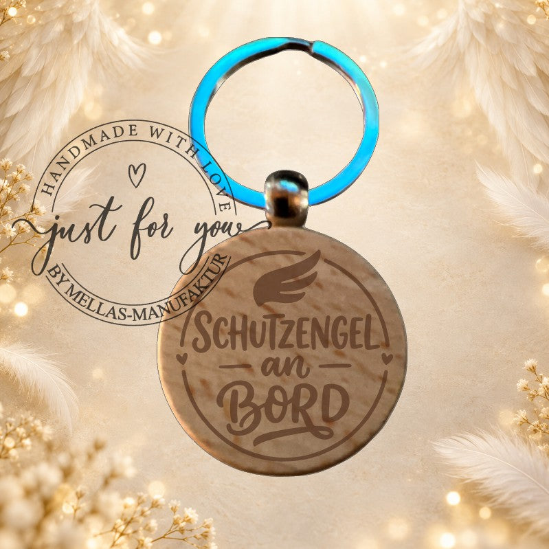 Holz-Schlüsselanhänger Schutzengel