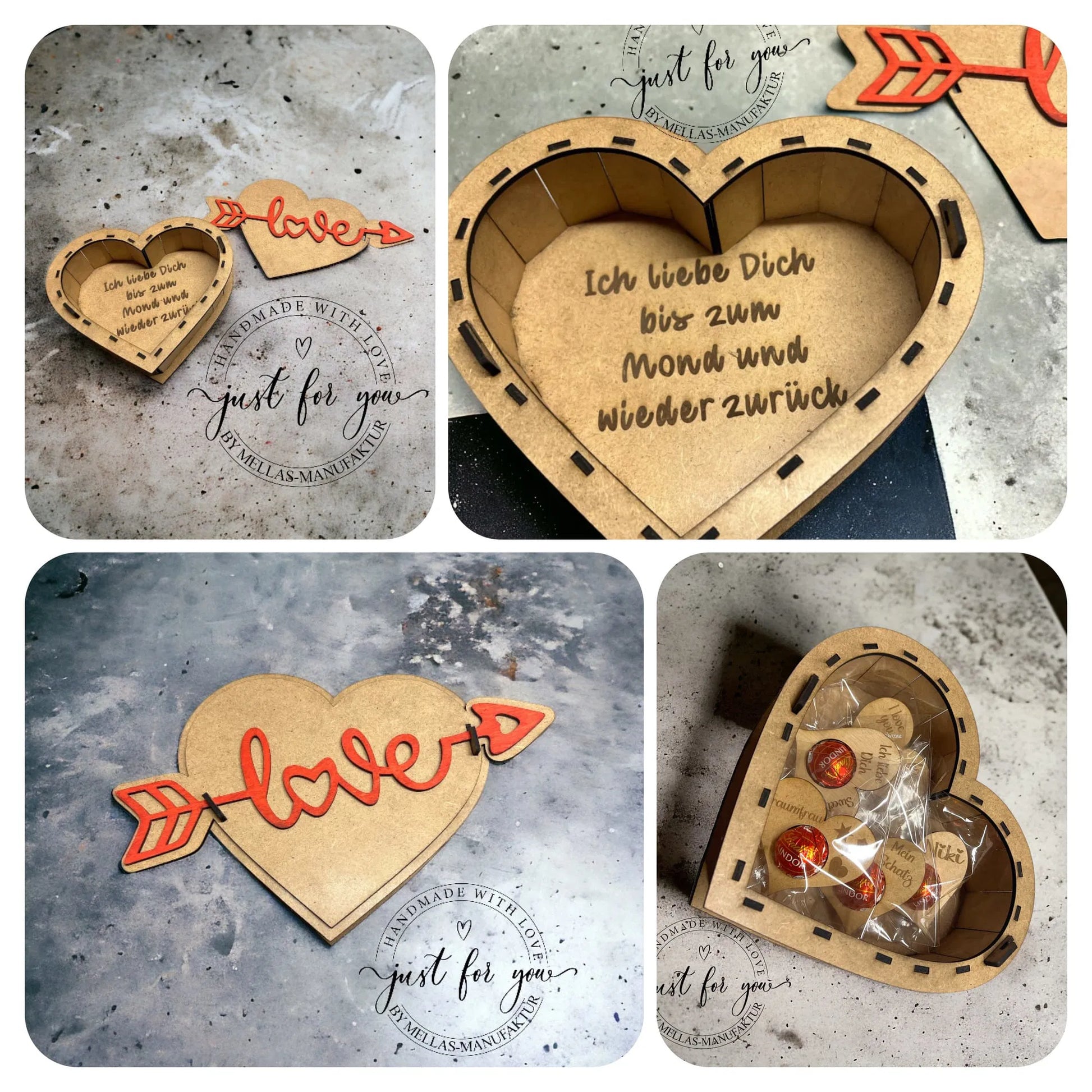 Herz-Holzbox mit Liebesspruch zum Valentinstag - Mellas Webshop