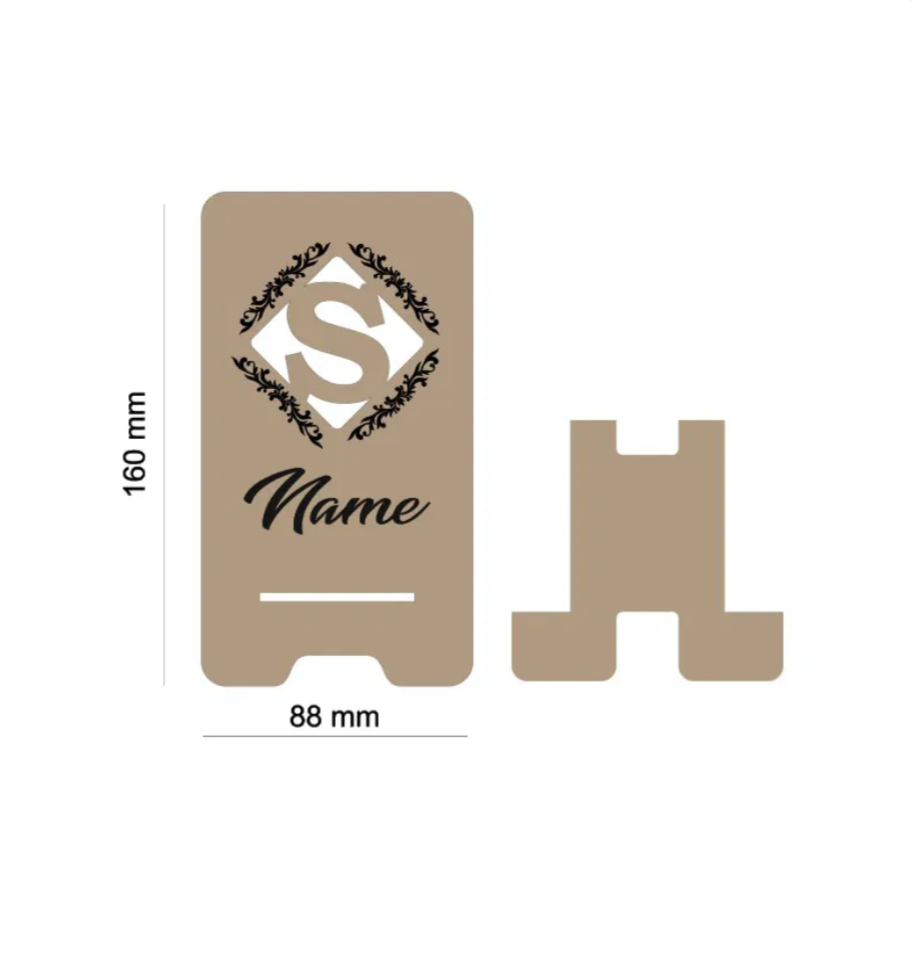 Smartphonhalter mit Namen aus Holz - Mellas Webshop