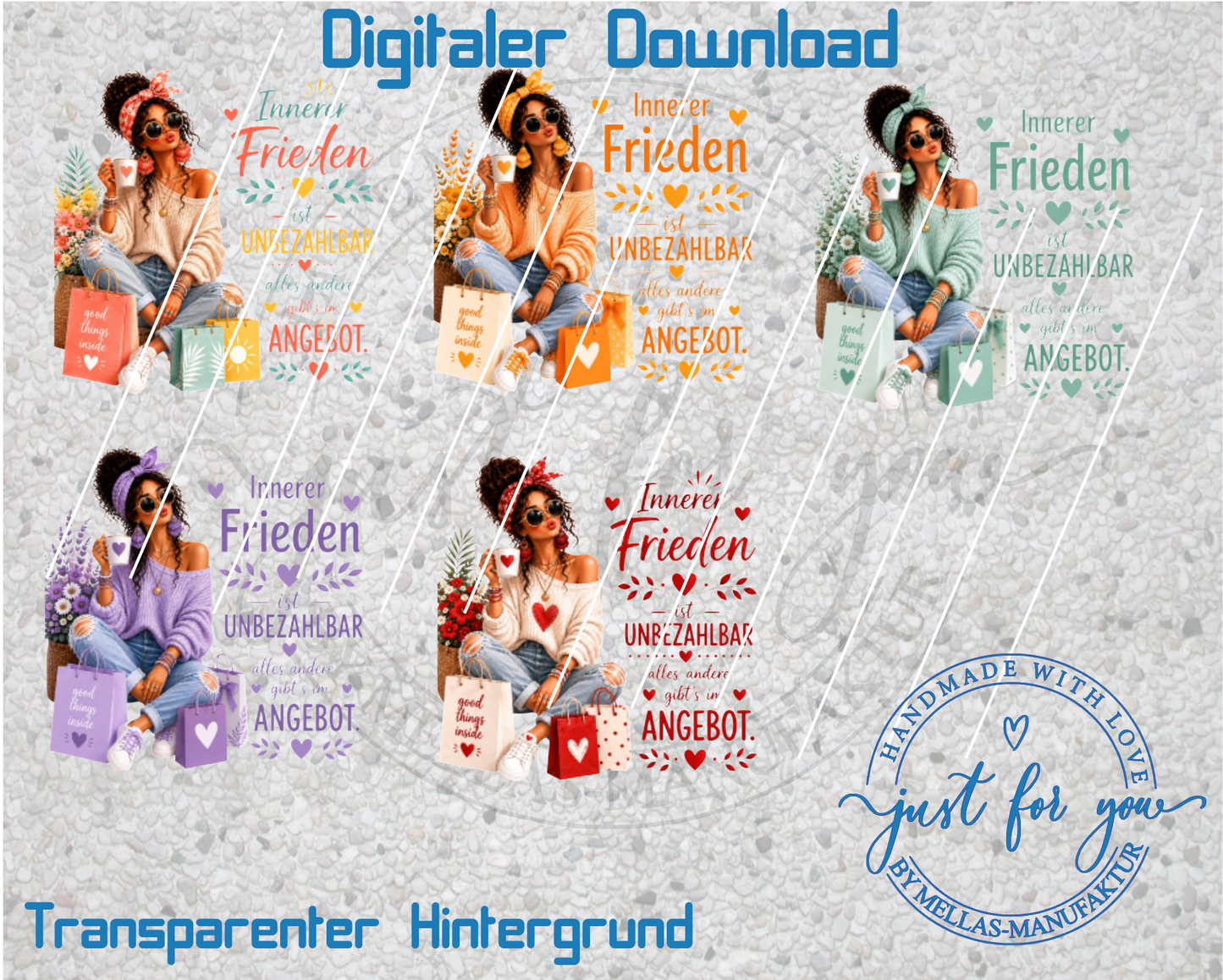 5 Cliparts transparent – Innerer Frieden ist unbezahlbar - Mellas Webshop