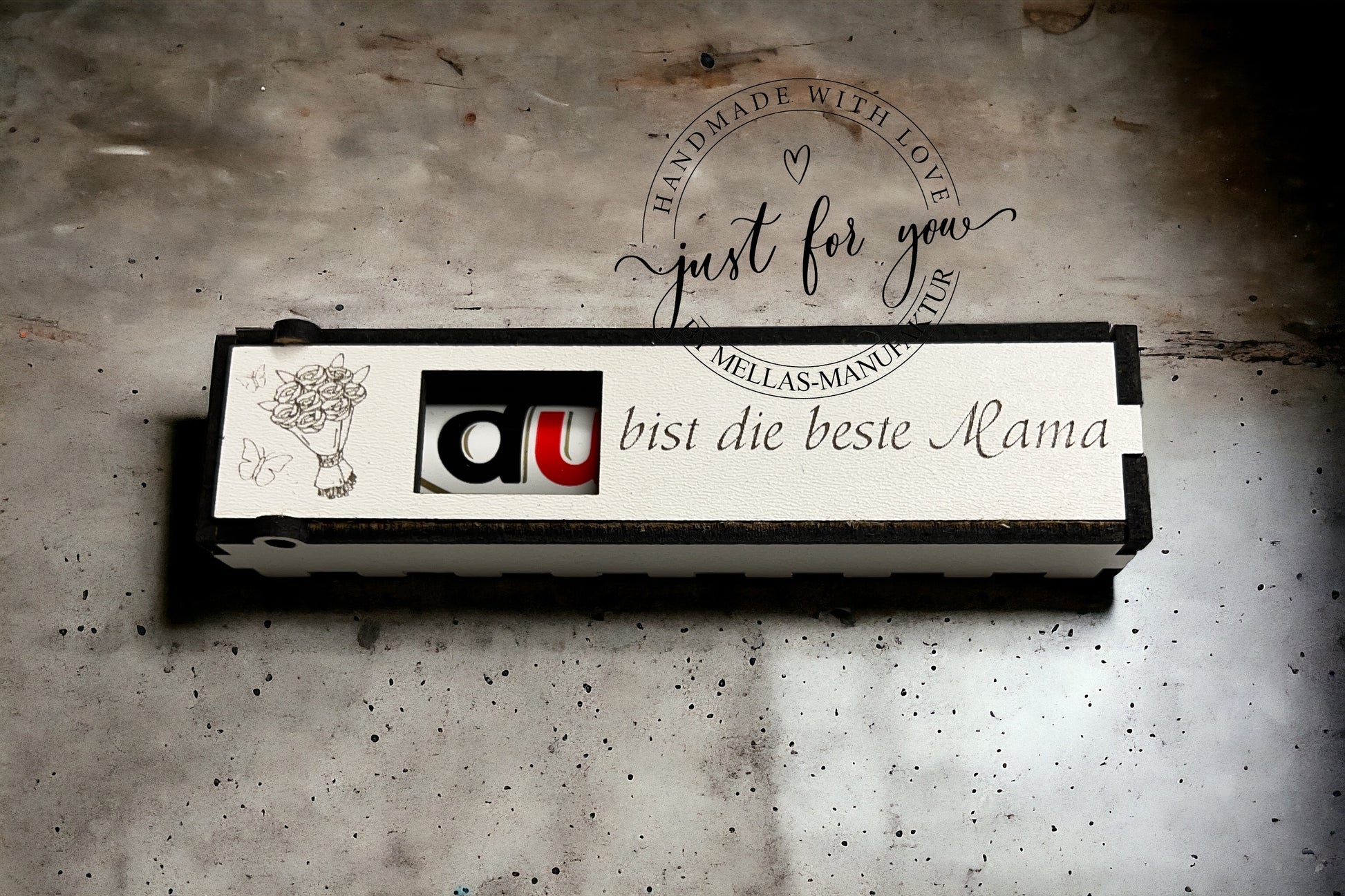 Schokoriegel Holzbox zum Muttertag - Mellas Webshop