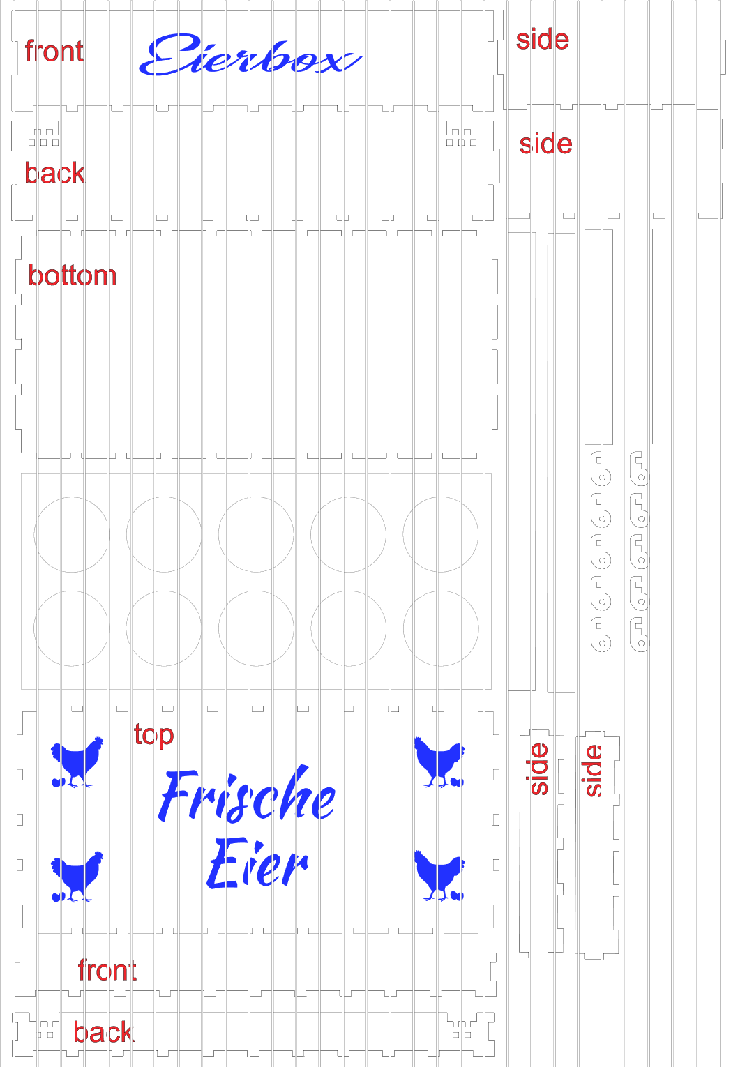 Eierbox für 10 Eier – SVG Lasercut Datei 3 mm Holz | Klappdeckel - Mellas Webshop