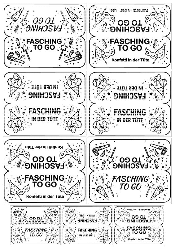 Fasching Klapptüten Druckvorlage bunt - Mellas Webshop