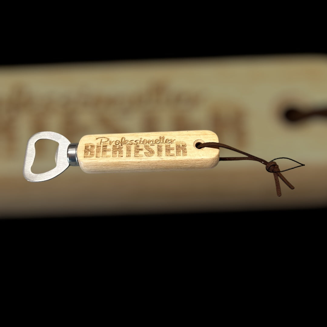 Flaschenöffner mit Holzgriff &amp; coolem Spruch - Mellas Webshop