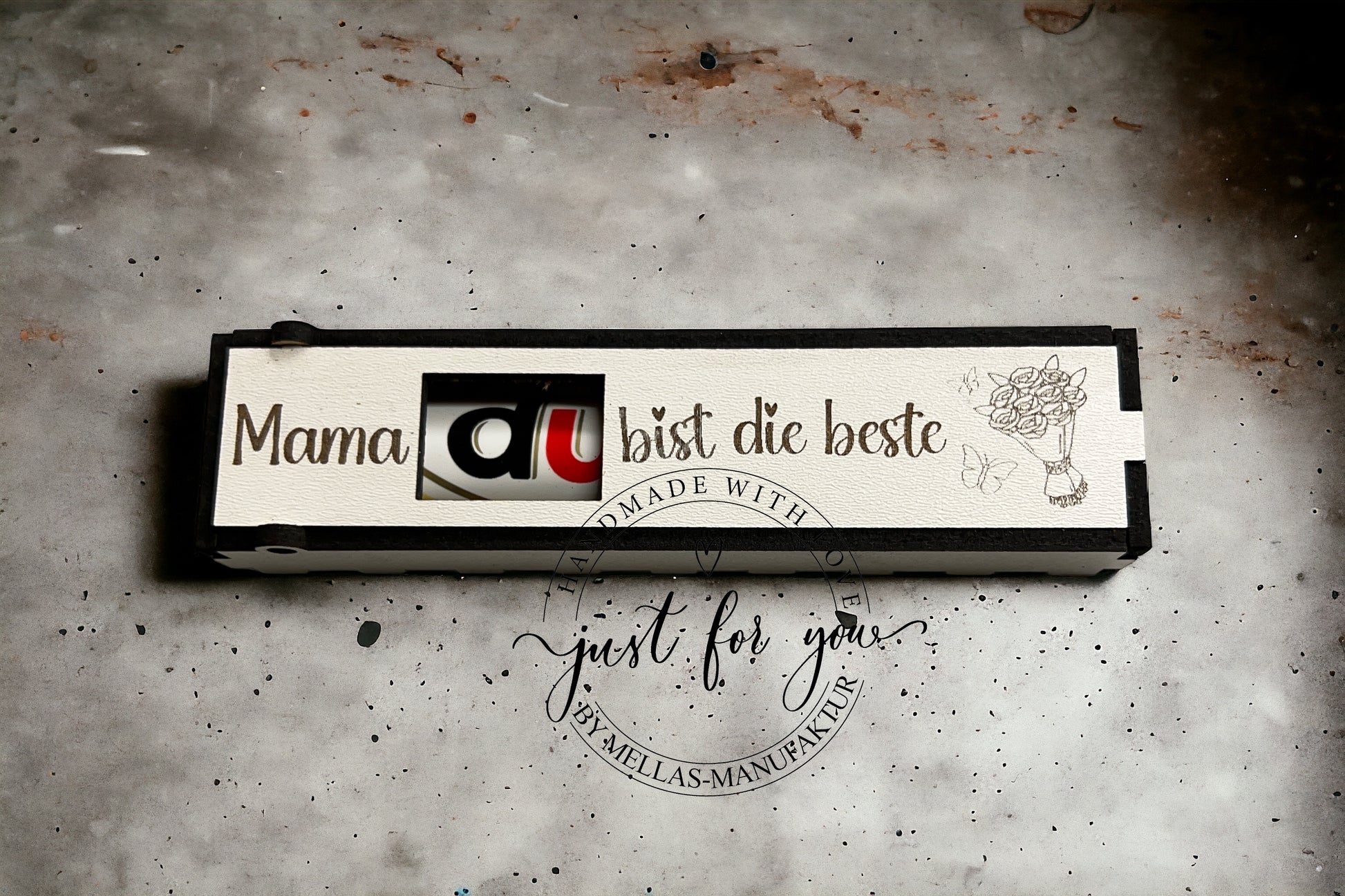 Schokoriegel Holzbox zum Muttertag - Mellas Webshop