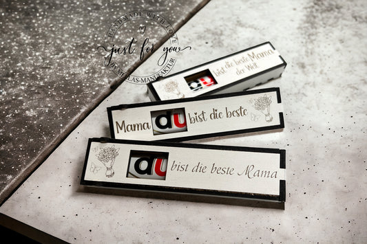 Schokoriegel Holzbox zum Muttertag - Mellas Webshop
