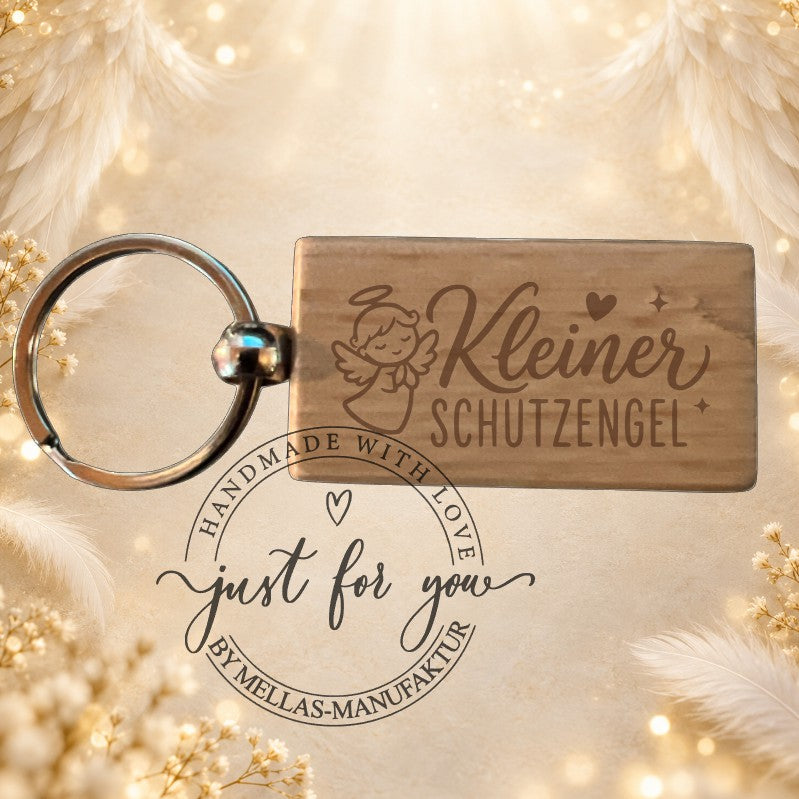 Holz-Schlüsselanhänger Schutzengel