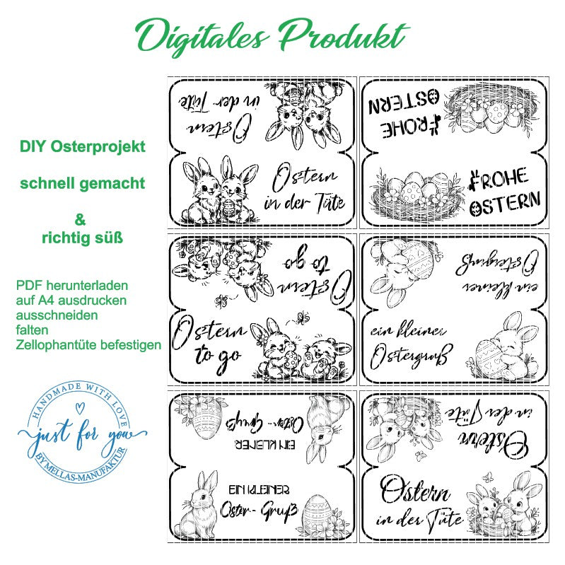 DIY Oster Klapptüten Printable | 6 süße Tütenverpackungen zum Ausdrucken - Mellas Webshop