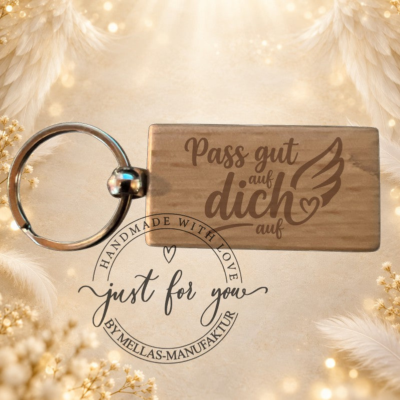 Holz-Schlüsselanhänger Schutzengel