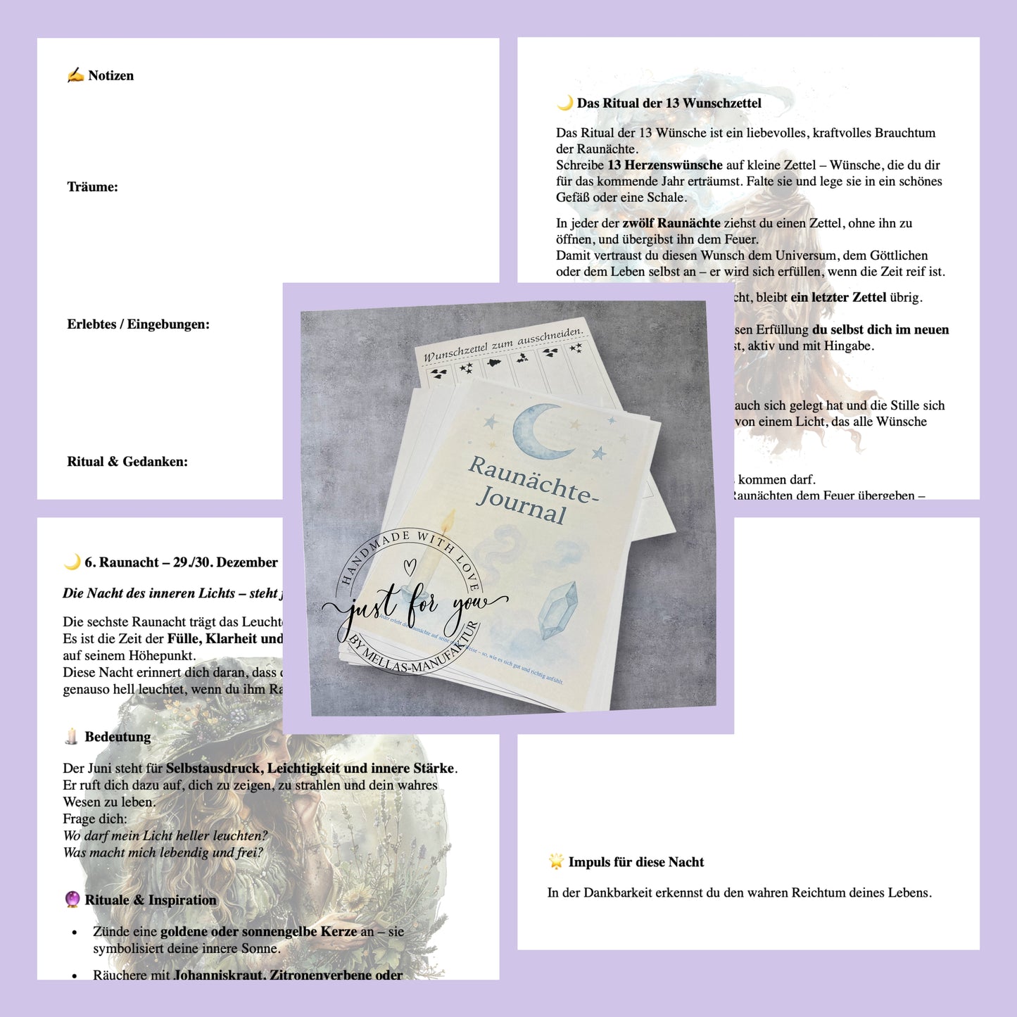 Raunächte Journal + 13 Wünsche Ritual– digitale Druckvorlage