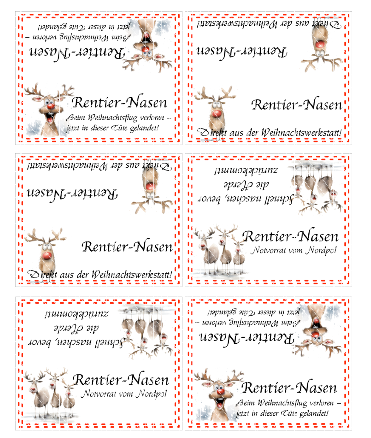 Druckvorlage Rentier-Nasen – Weihnachtsverpackung zum Ausdrucken - Mellas Webshop