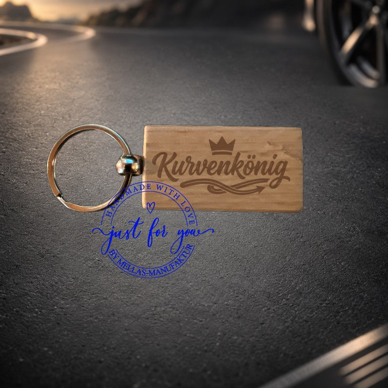 Holz-Schlüsselanhänger Auto eckig