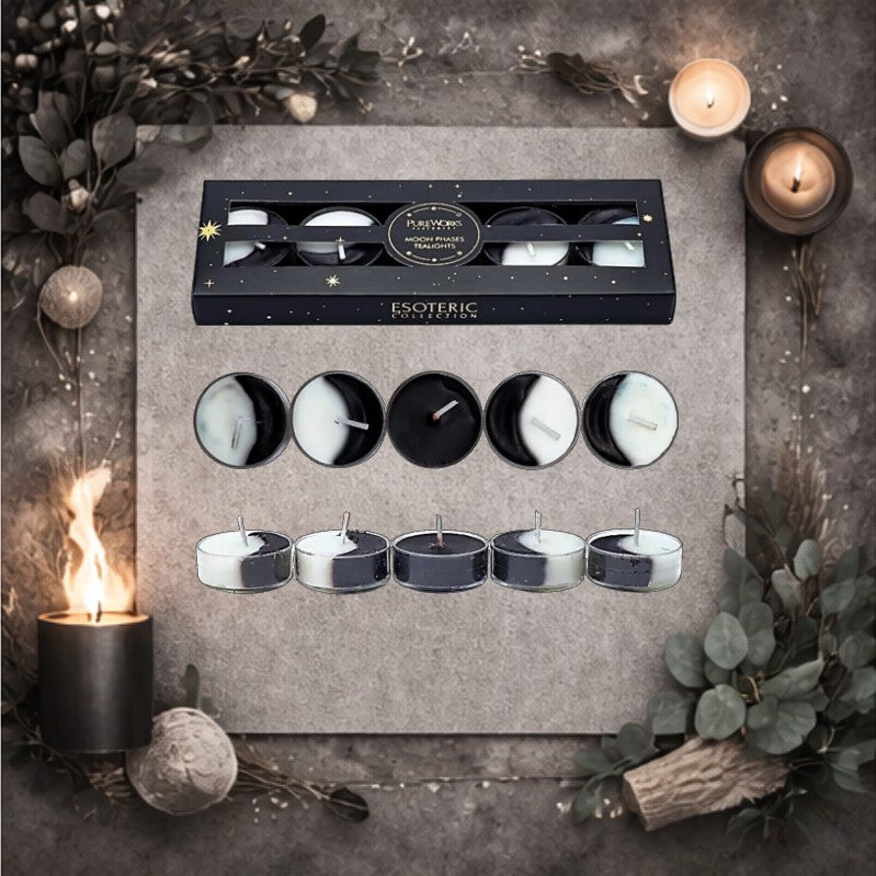Mondphasen-Teelichter – Set mit 5 Kerzen - Mellas Webshop