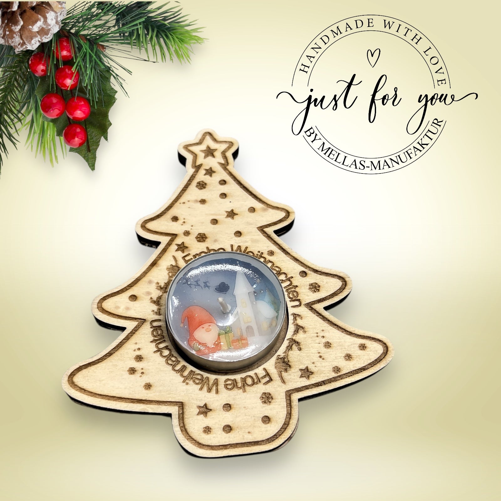 Weihnachtlicher Teelichthalter - Mellas Webshop