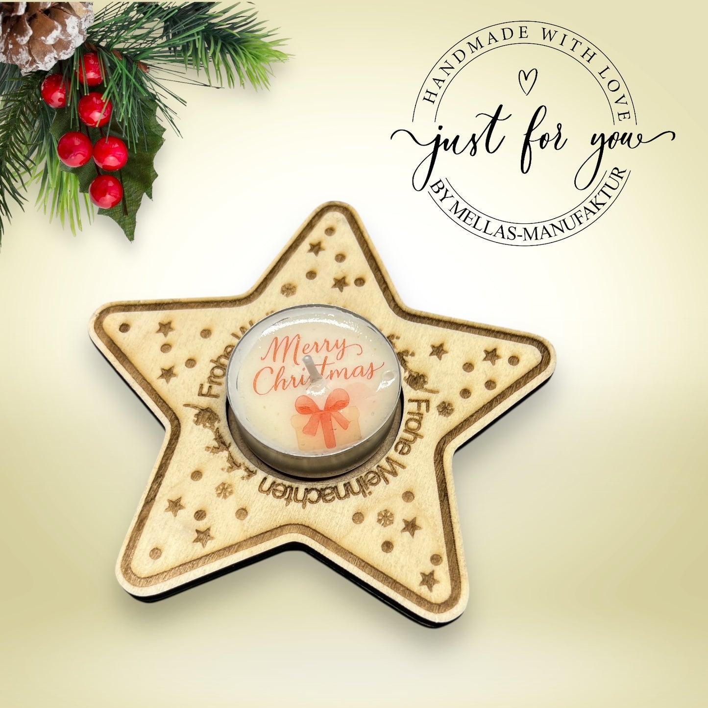 Weihnachtlicher Teelichthalter - Mellas Webshop